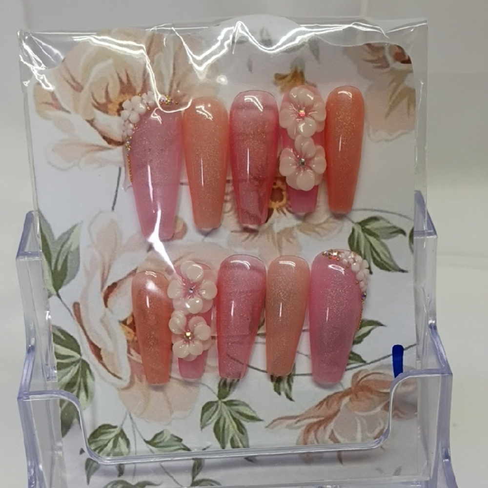 Elegant Pink Floral Nail Set